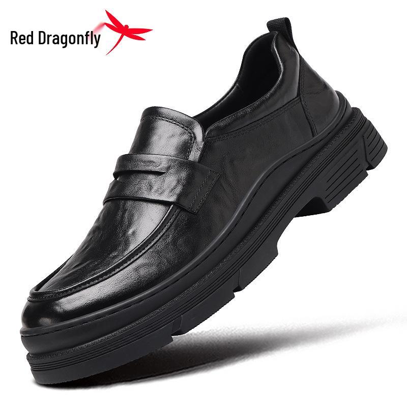 Red Dragonfly Men's Genuine Leather Slip-On Loafers