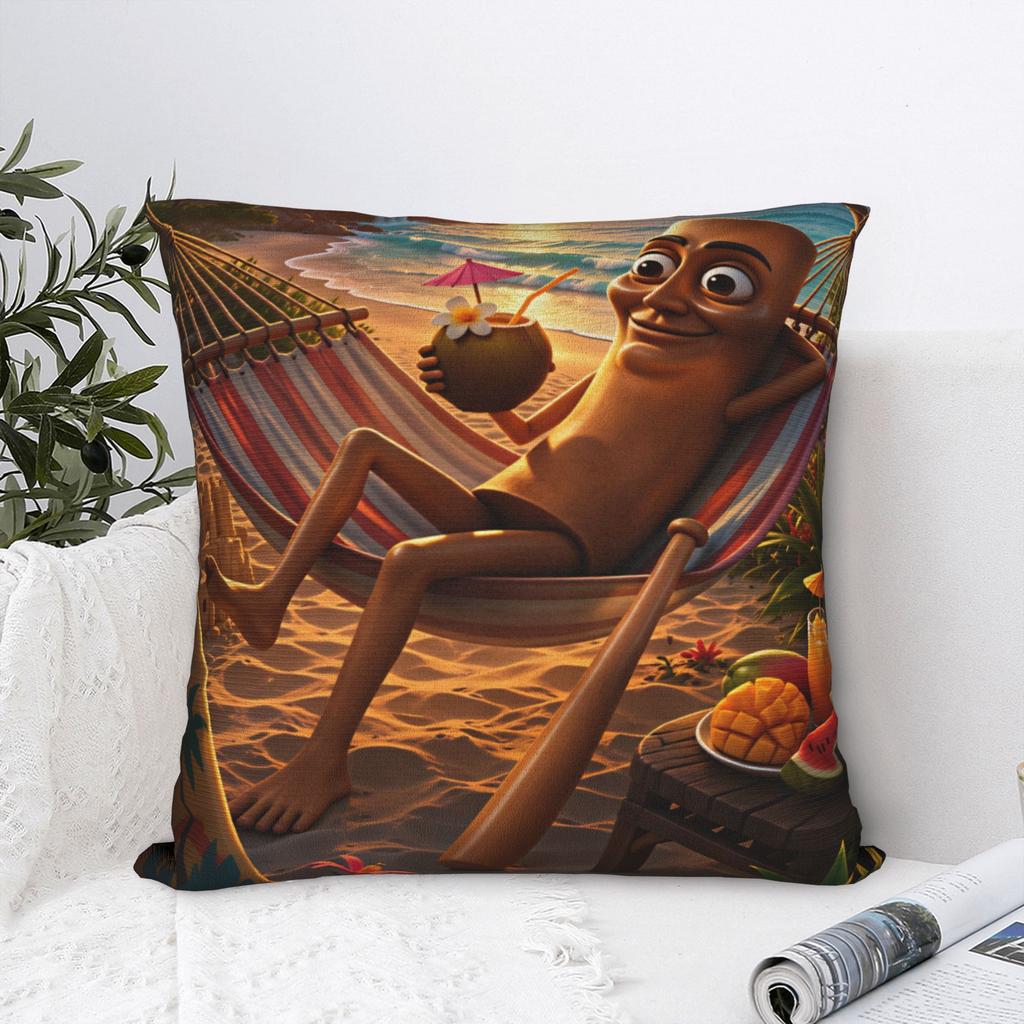 Pillow Case Tung Tung Sahur Beach Summer Funny Meme Soft Pillow Cover For Sofa Car Home Decor Fashion Pillowcases