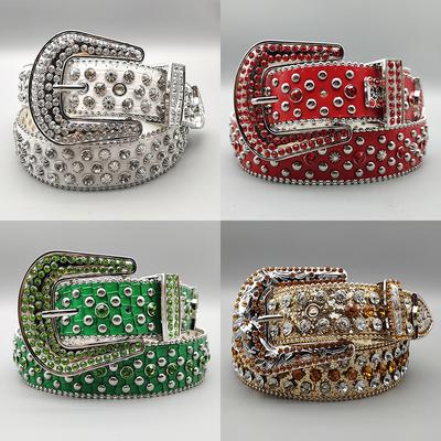 Erkek Bayan Kemer Punk Tarzı Perçin Rhinestone Kakmalı Geniş Kemer Kadın Kot Kemer