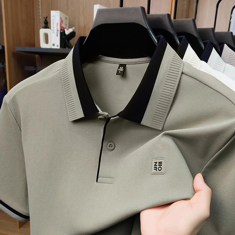 Men's Bamboo Fiber Short-Sleeve Polo - Casual, Fashionable, Breathable, Lapel T-Shirt