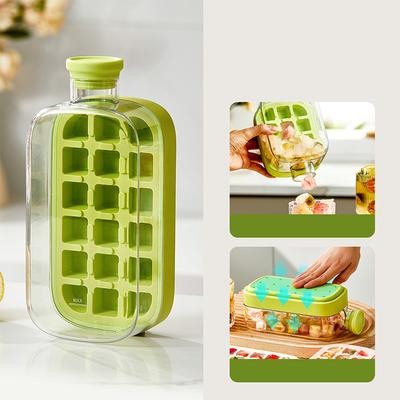 12 Grid 2-in-1 Portable Ice Tray Ice Maker Straw Water Bottle Ice Making Mold Silicone Kitchen Tools Household Ice Maker 500ML
