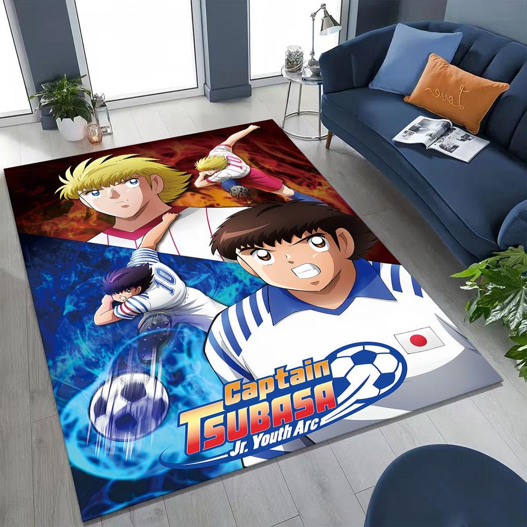 Captain Ozora Tsubasa Cartoon Football Rug for Bedroom Living Room Sofa Home Doormat Decor, Large Kids Play Non-slip Floor Mat