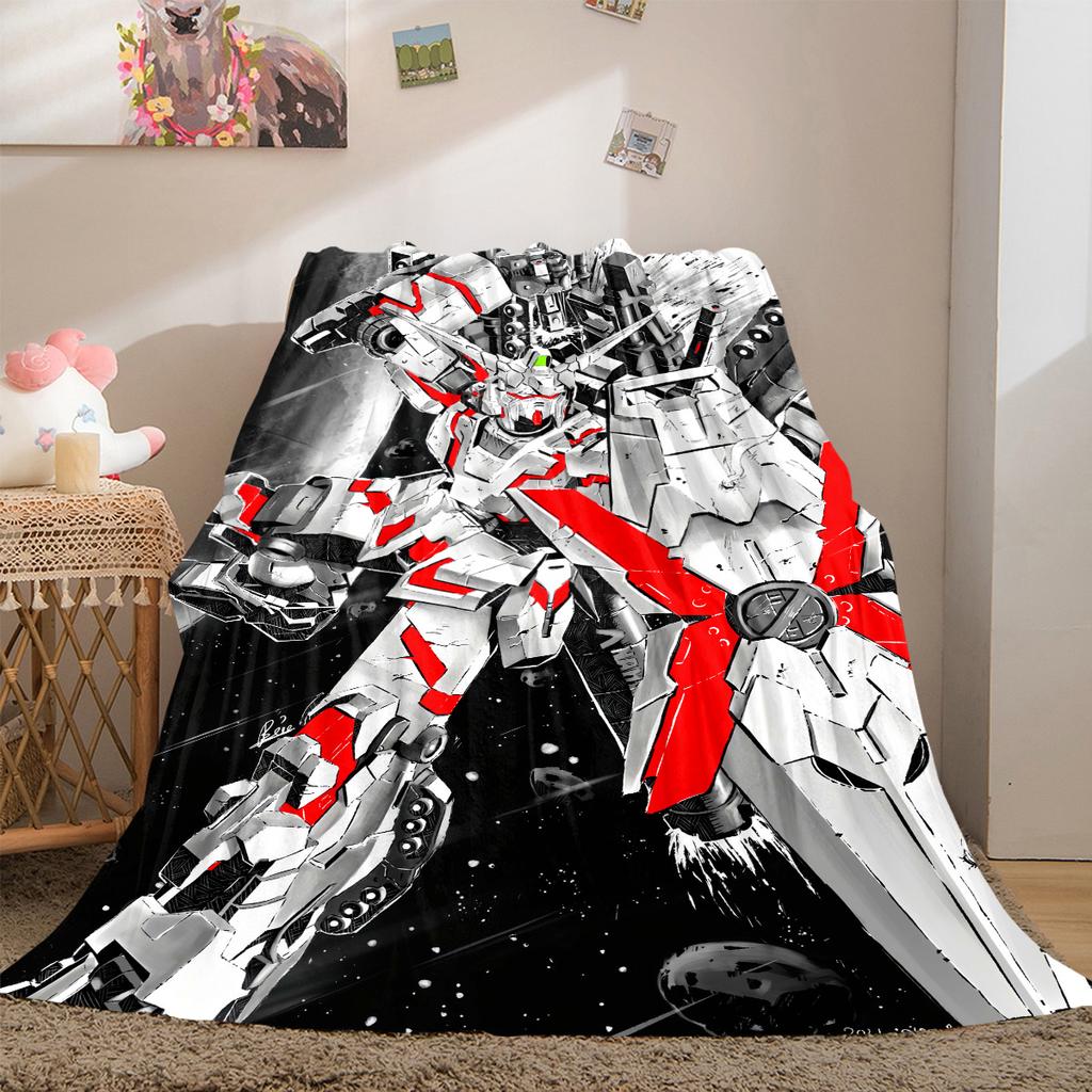 Gundam Luxury Flannel Lightweight Blanket Home Decor Sofa Bed Travel Cover Family Gift For All-Season LXR103