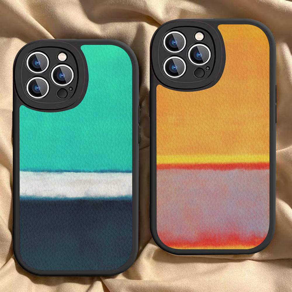 Abstrakte Kunst M-Mark R-Rothko Handyhülle Für IPhone 16 15 14 13 12 11 Pro Max Plus Stoßfeste Lederhülle
