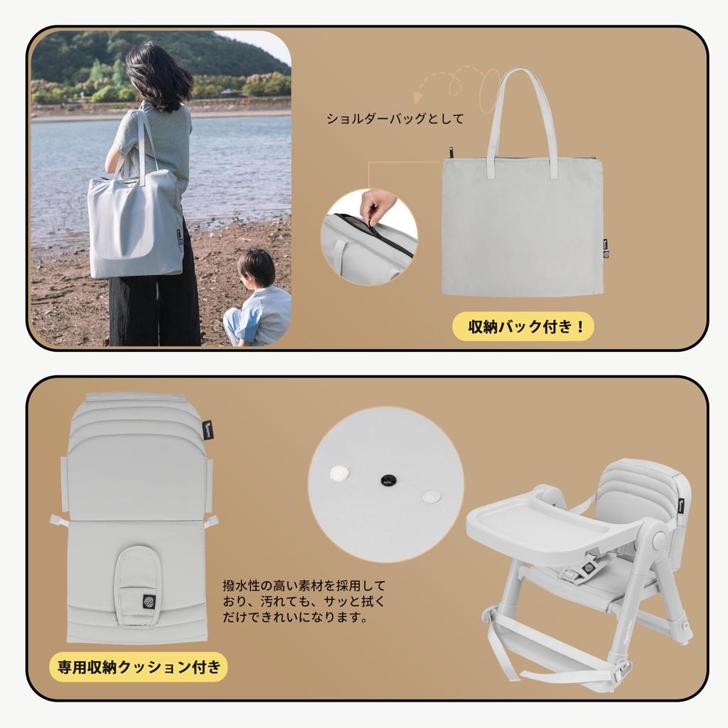 Apramo Folding Baby Chair, Suitable for Babies, Toddlers, and Outdoor Use, with Non-Slip Design and Durable Safety Belt (Flex/White)