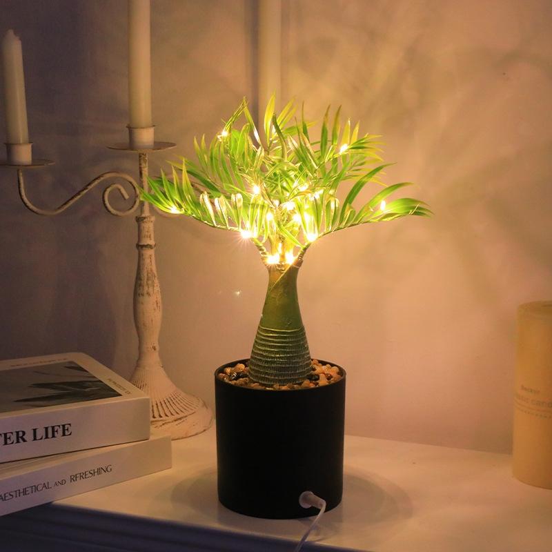 Artificial Plant With Led Lights Fake Plant Potted Tree Indoor Lighting For Living Room Hotel Villa Art Decor Bedroom Home Decor