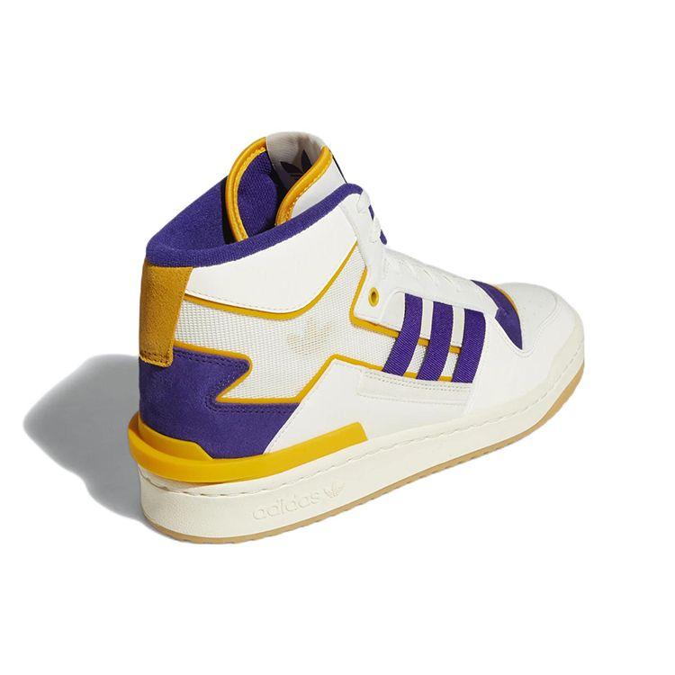 Adidas Forumutstilling Midt inne - Hvit Lilla Gull Herre Joggesko Off-White Collegiate-Purple Collegiate-Gold GX4119