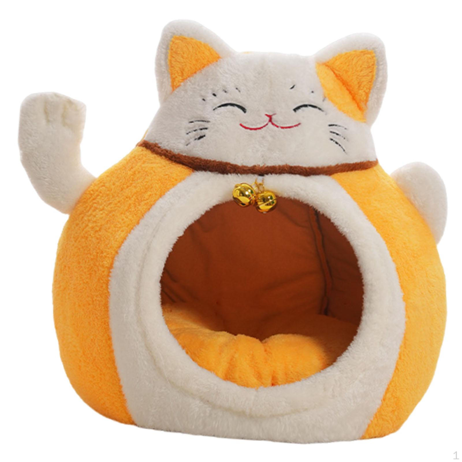 

Cat House Shelter Multifunctional Anti Slip Bottom Comfortable PP Cottons Accessory Warm with Yellow M