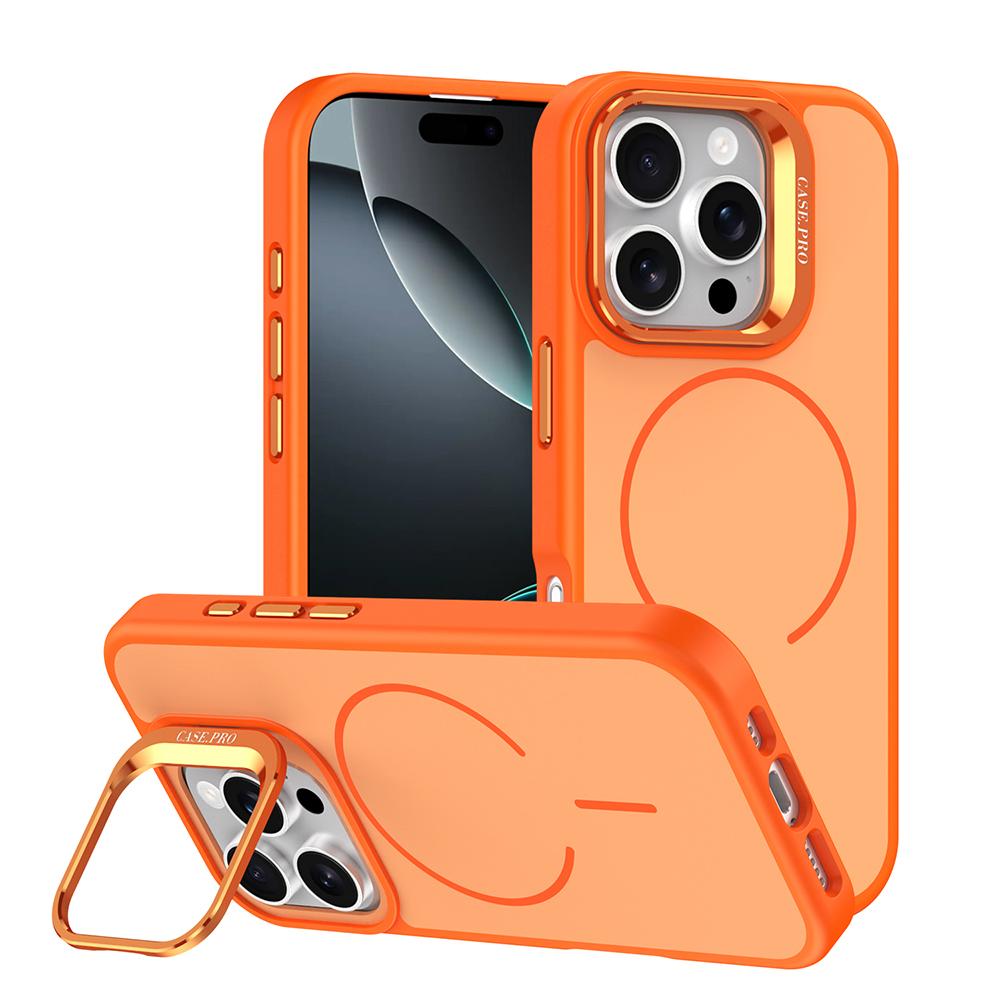 KEYSION Matte Skin Feel Lens Stand Phone Case for Magsafe for iPhone 16 Pro Max 16 Plus Magnetic Wireless Charging Shockproof Cover