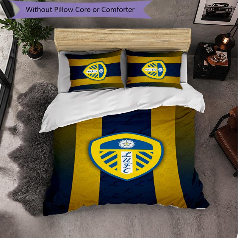 Biancheria da letto a tema Leeds United Set 3 Pezzi Copripiumino Biancheria da letto Decorativa Per Camera Adolescenti Decorazione Casa