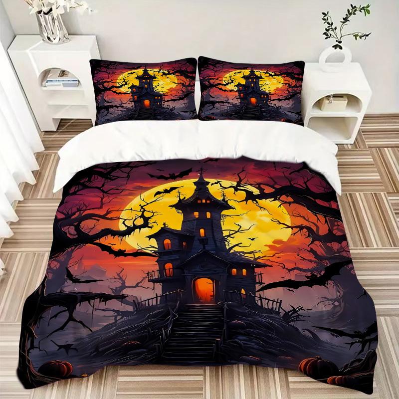 3pcs Halloween Decor Duvet Cover Set, Cover For Bedroom Guest Room (1 Duvet Cover + 2 Pillowcase, Without Quilt), yy250922235