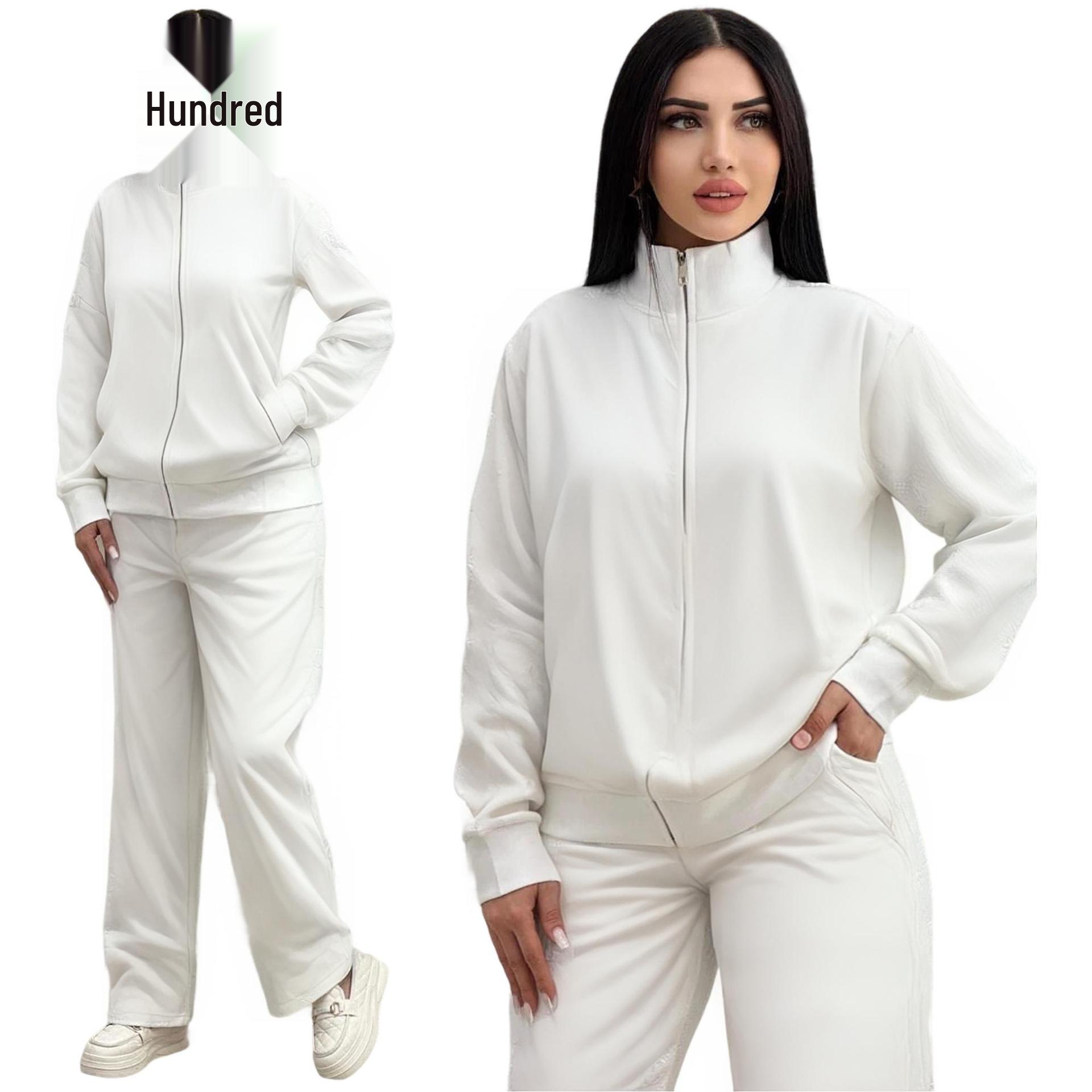 

J5087 Women s Embossed Casual Sport Set - European/American Autumn & Winter Fashion XXL