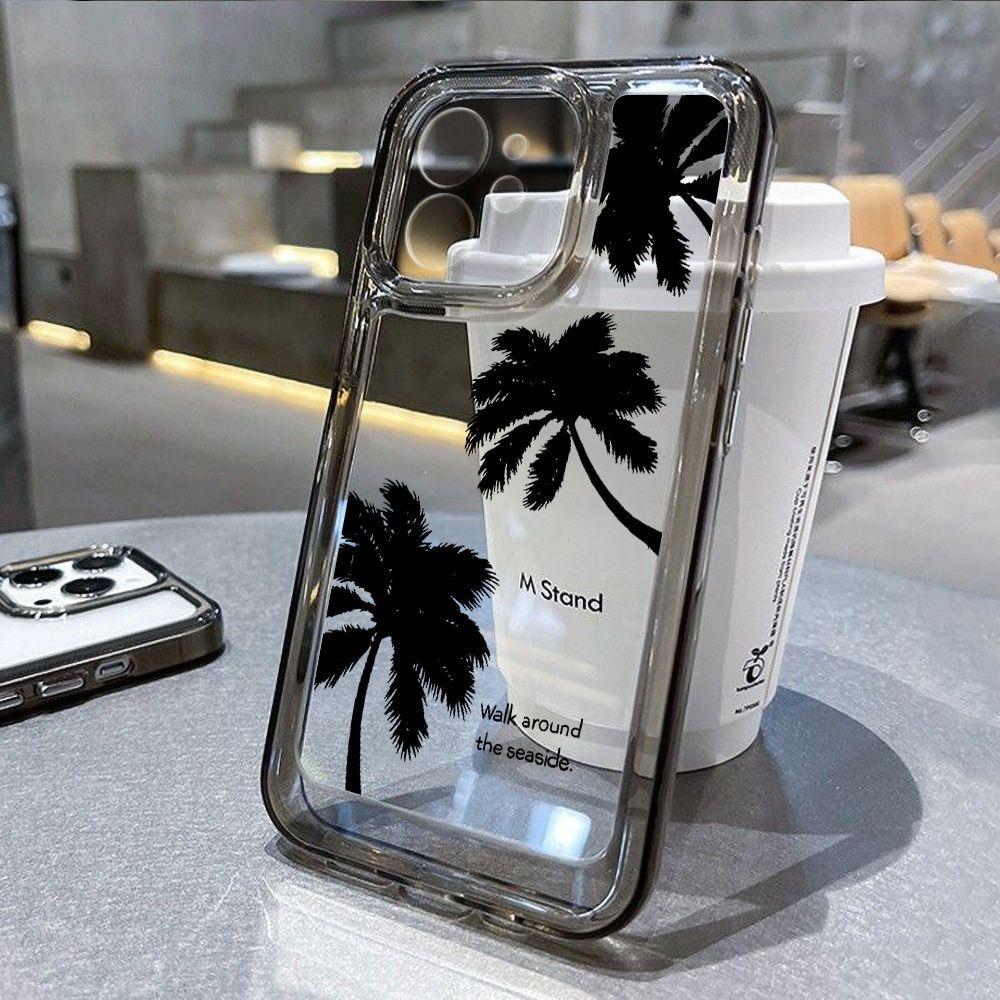 Ins Wind Coconut Tree Is Suitable for iPhone17promax Mobile Phone Case 16pro Apple 13 All-inclusive Niche 14 Simple 15