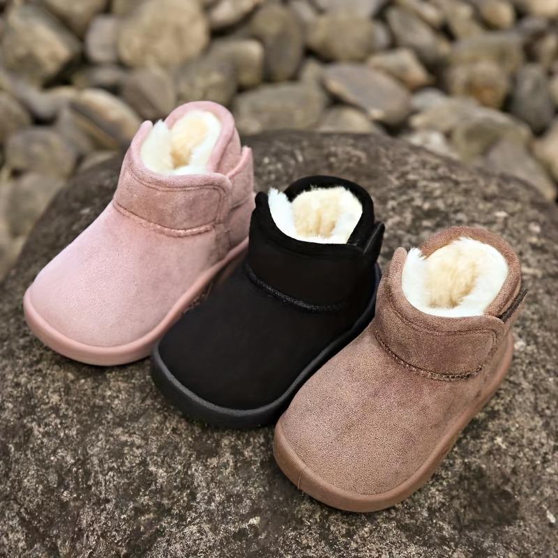 Jungen Schneestiefel Bequeme Schlupfstiefel Mittelhohe WInterstiefel Obermaterial aus weichem Stoff Rutschfeste Gummisohle Rosa Weiß Hellblau Kleinkinder Outdoor-Schuhwerk