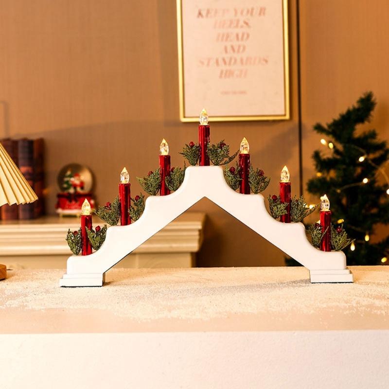 Festival Candle Light Holder for Christmas Decoration Elegant Finish, Double Power Option for Festival Home Holiday