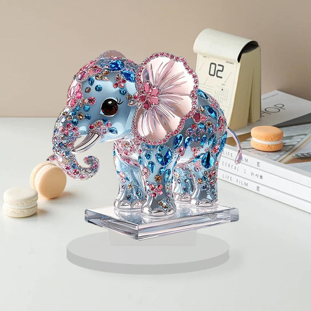 Cartoon blue pink elephant 2D acrylic home living room bedroom tabletop ornament assembly props ornament