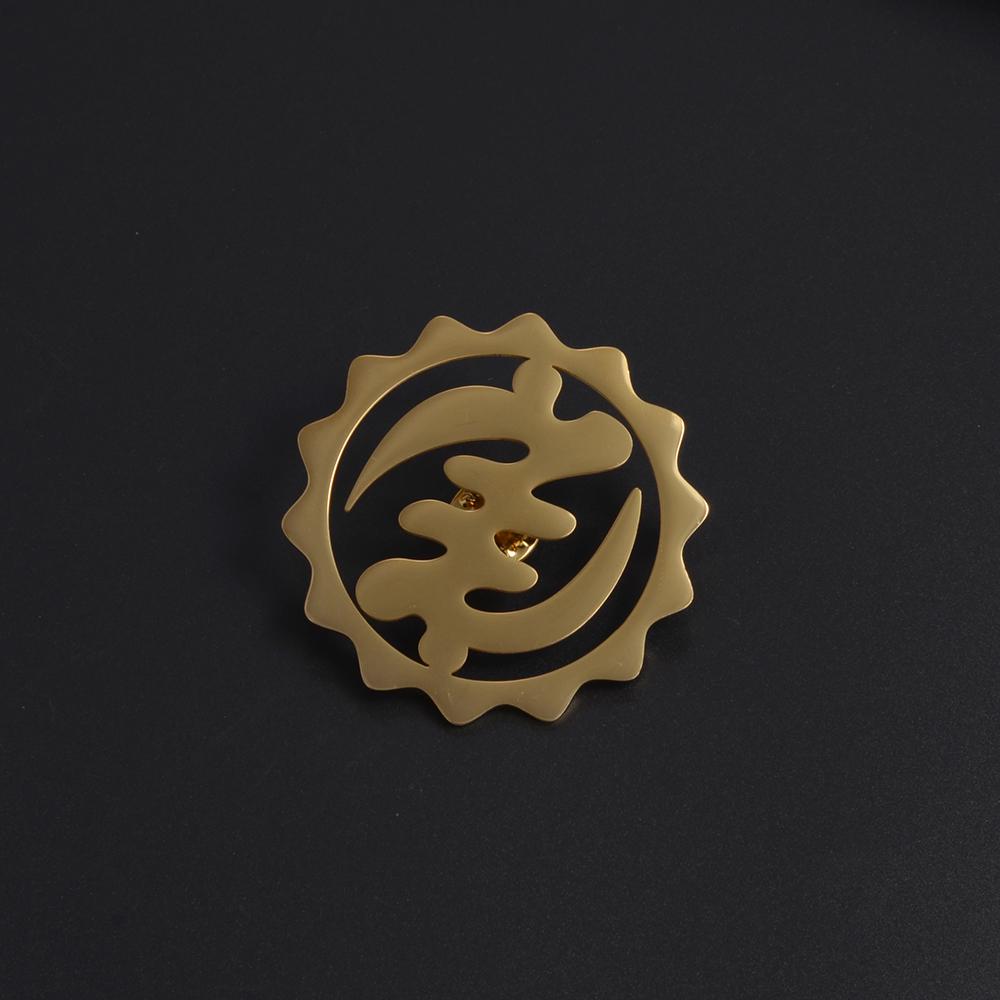 Anniyo 5CM African Adinkra Symbol Big Brooches Stainless Steel Metal Jewelry For Women Men Ancient Egypt Gye Nyame #519662