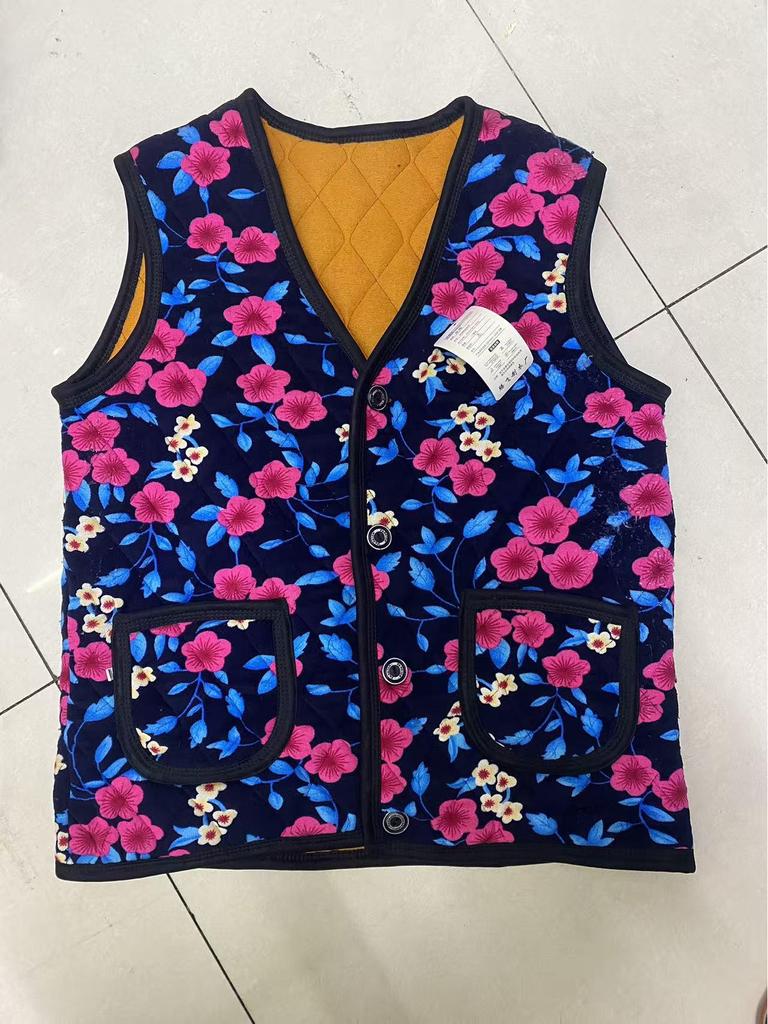 Warm Fleece-Lined Cotton Vest for Middle-Aged and Elderly Women
