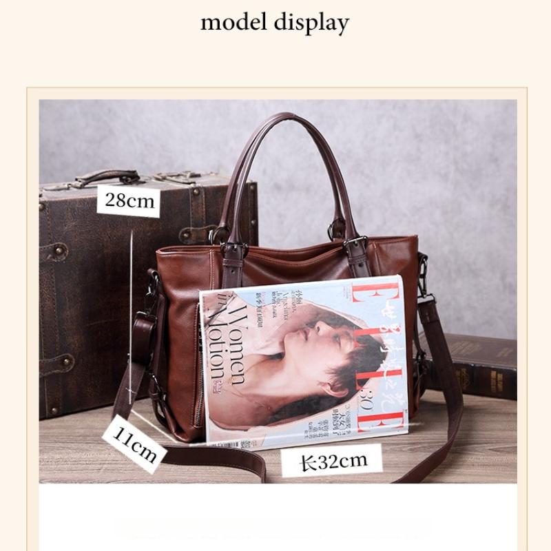 Luxe Handtas Dames Tote Bag Vintage Gewaxt Leer Schoudertas voor Werk Reizen Herfst Winter Nieuwe Mode Portemonnee