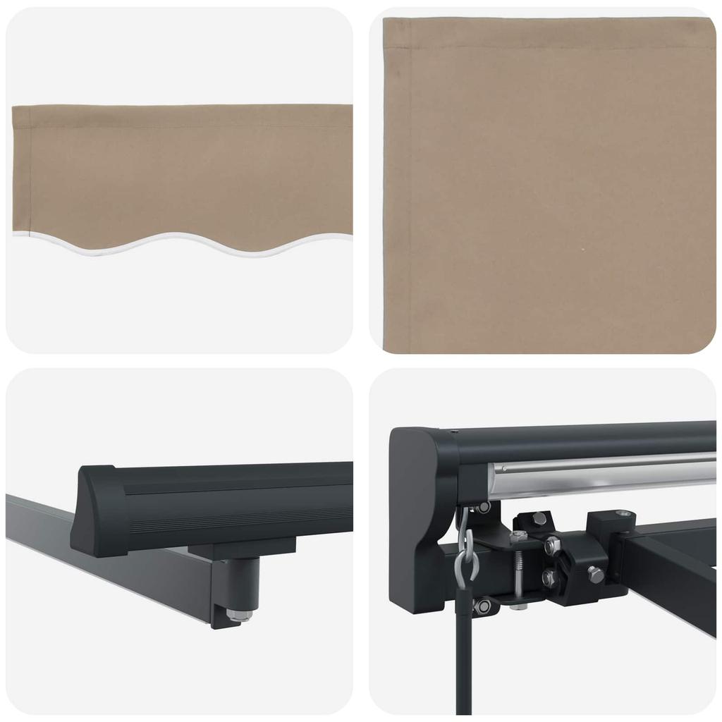 Manual Awning Frame with LEDs Beige and Anthracite 3.5 X 2 M