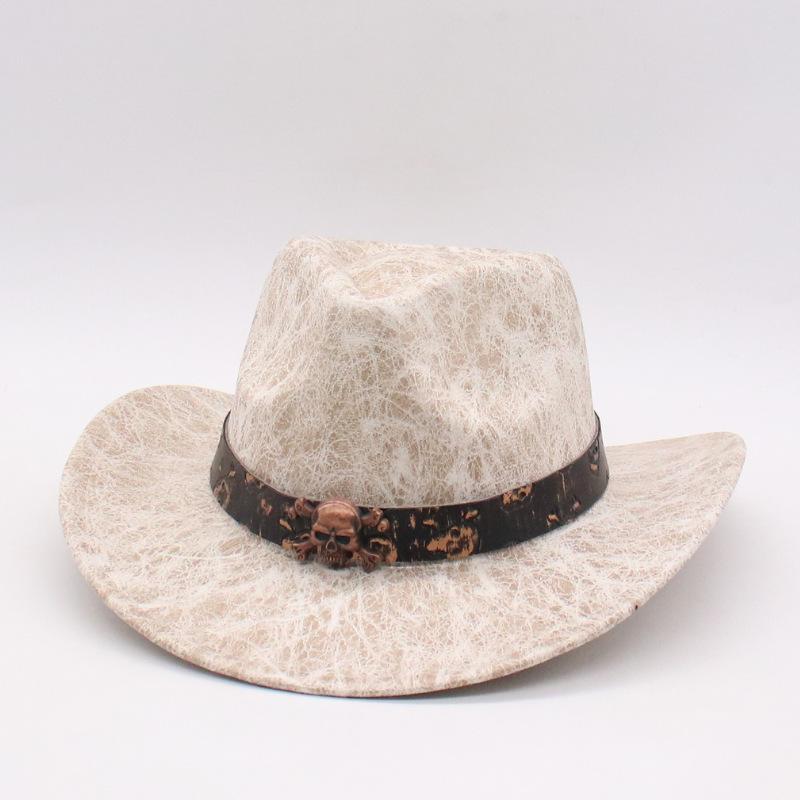 Halloween Skull Accessories Western Cowboy Hat Outdoor Mountaineering Sun Hat Wedge Wool Hat Overseas Curled Cowboy Hat