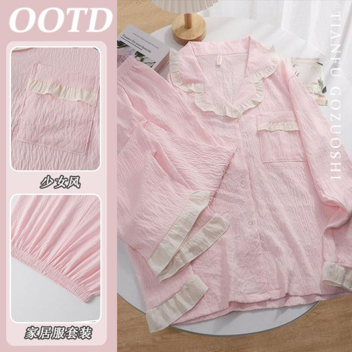

[High-quality cloud cotton] The same pajamas in autumn and winter, women s high-grade gray long-sleeved loungewear set M