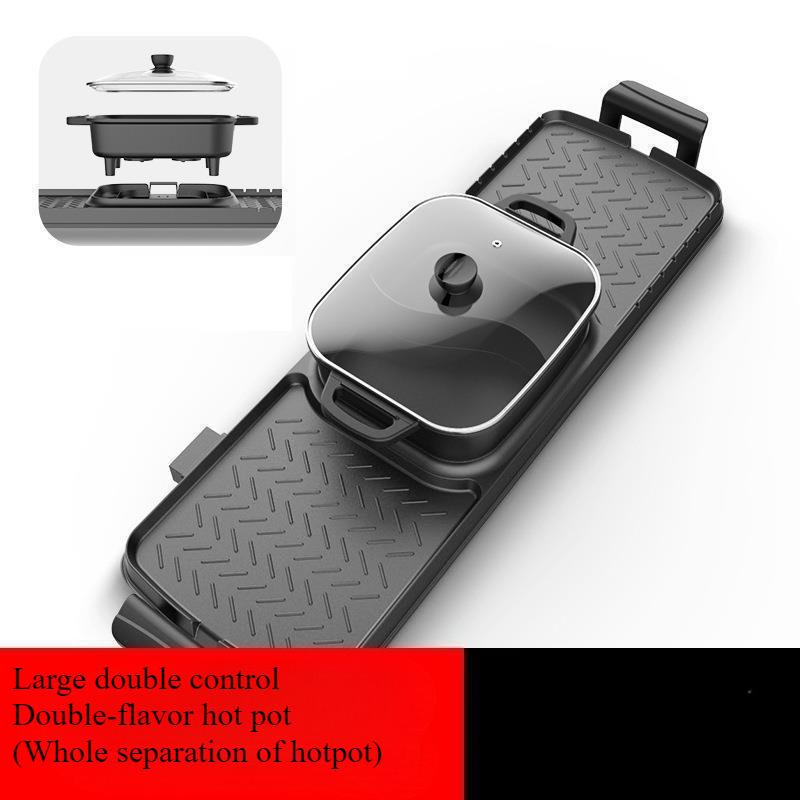 220V Household Multi-function Barbecue Machine Smokeless Instant Boiled Double-flavor Hot Pot One Machine Pan Fried Roast