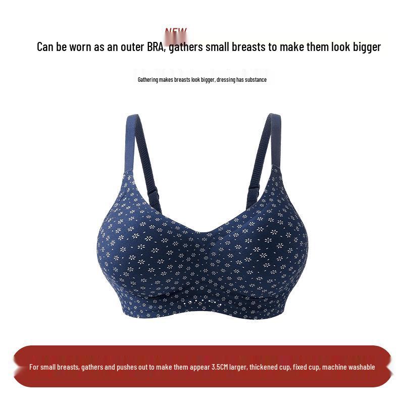 Red & White Plaid Push-Up Bra: Enhances Size, Gathers Underarm Fat, Prevents Sagging