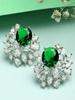 Women's Green American Diamond Stud Earrings, Metal, Cubic Zirconia
