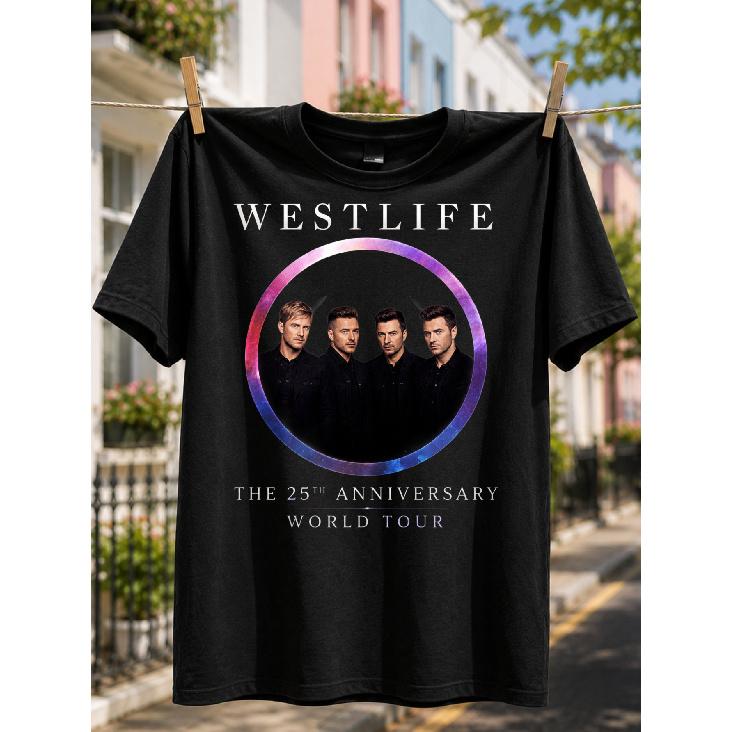 Maglietta Uomo Westlife 25° Anniversario World Tour - Stampa Ufficiale e Iconica, Girocollo Casual Vestibilità Larga Adatta ai Fan della Musica, Regalo per