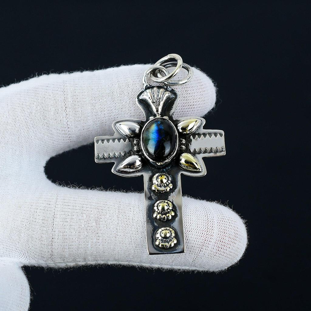 Labradorite Natural Pendant, 925 Sterling Silver Pendant, Labradorite Jewelry Necklace Pendant, Valentine's Day Gifts, Mother's Day Gift Her