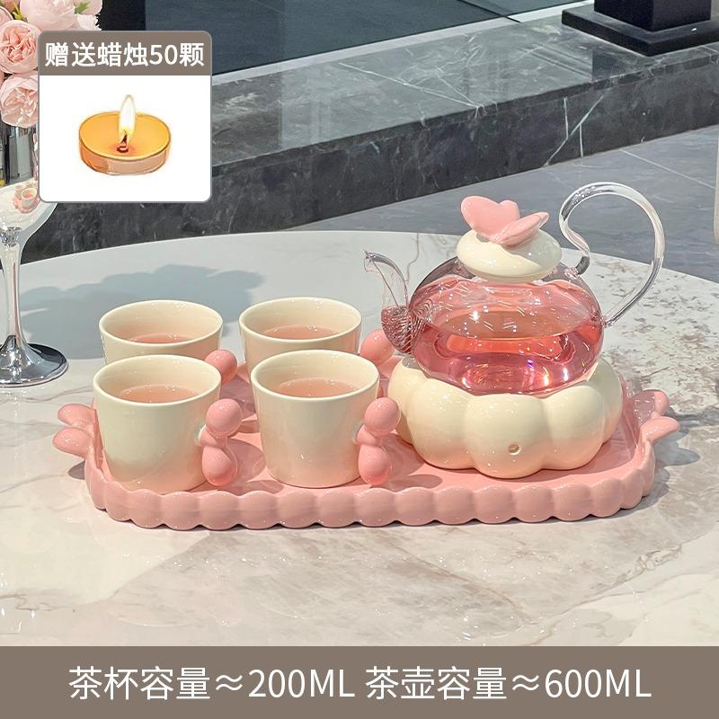 

Высокая красота Цветочный чайник Подогрев свечой Кипящий чайник Набор чайников Жаростойкое стекло Оздоровительный горшок Большая емкость розовый
