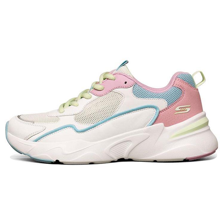Skechers Bobs Bamina Comfortable Lightweight Fabric Synthetic Leather Low-Top Training Running Shoes Women sneaker Pink White Blue 117043-WBLP 35
