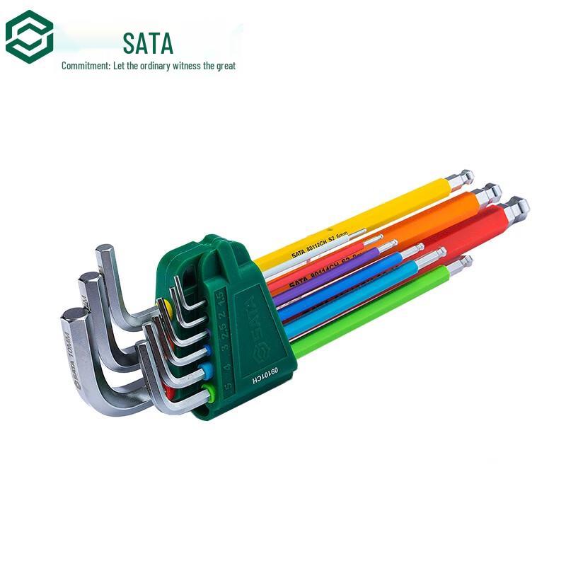 SATA 09101CH 9-Piece Extra-Long Ball-End Hex Key Set 9-Piece Extra-Long, 1.5-10MM