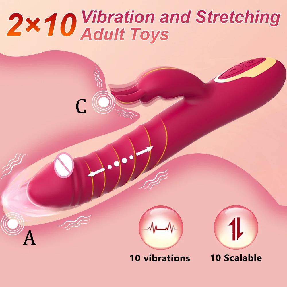 Powerful 10 Vibrating Female Masturbator Rabbit Vibrator Nipple Clitoris G Spot Stimulator Dildo Massager Sex Toys for Women 18+