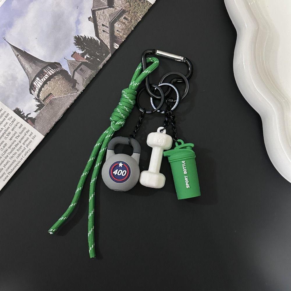 Mini Fitness Series Pendant Heart Buckle Simulation Dumbbells Keyring  Bodybuilder