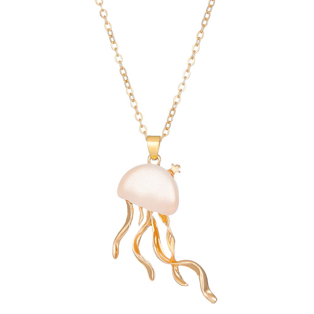 New alloy jellyfish fringed necklace women's ins niche sweet cool babes collarbone chain jewelry accessories