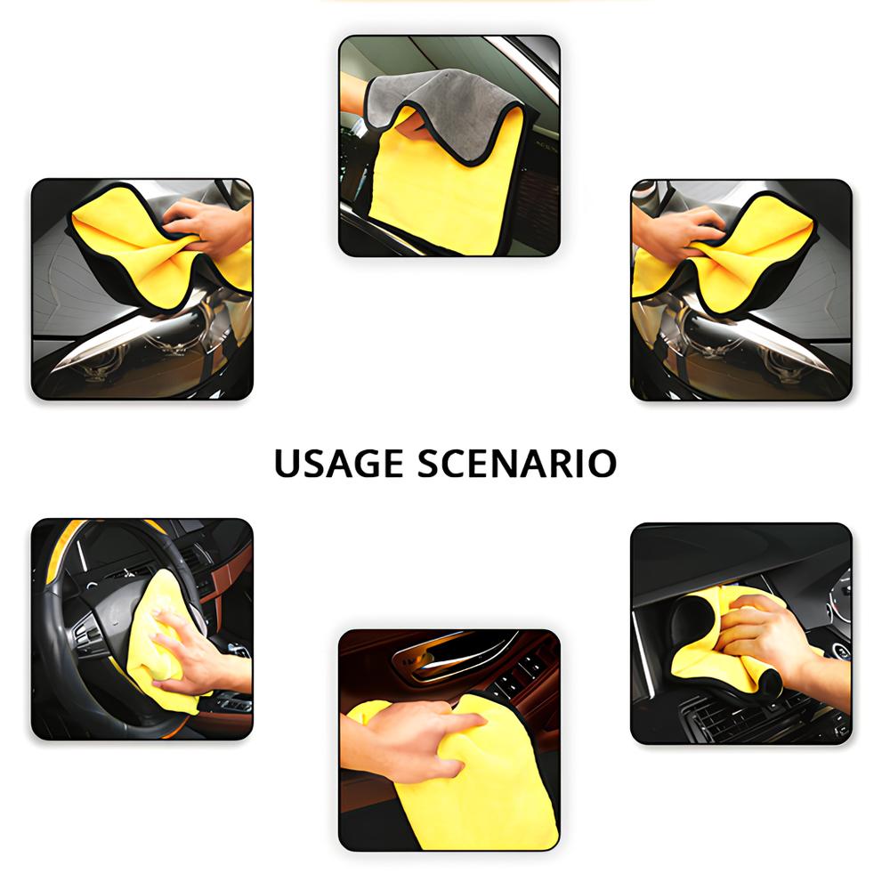 Outils de lavage d'entretien de voiture 500 g/m² 30 cm x 60/30 cm x 30 cm en microfibre épaisse pour nettoyage de voiture, polissage, cire, détails