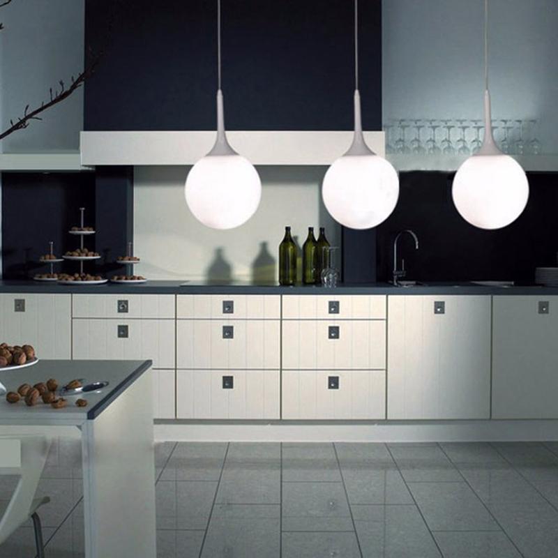 Moderne einfache Einkopf-Milchweiß-Glaskugel-Kronleuchter E27 Restaurant Bar Küche Bar Garderobe Lampen