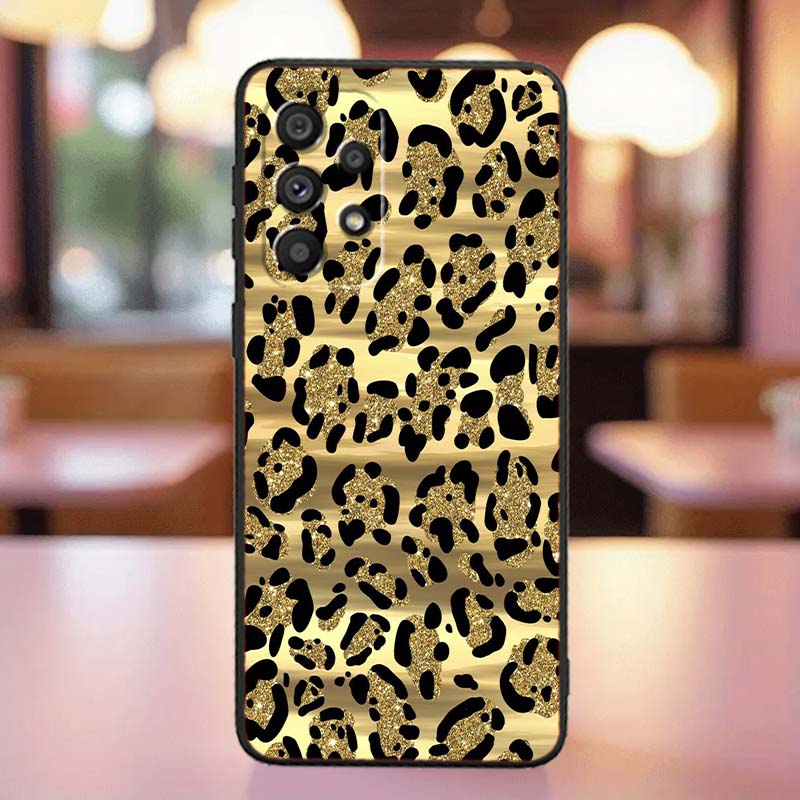 Luxurious leopard print pattern For Samsung A41 A35 A34 A33 A32 A25 A24 A23 A21s A06 A05 A04 A03 Note 10 20 Ultra 5G Black Case