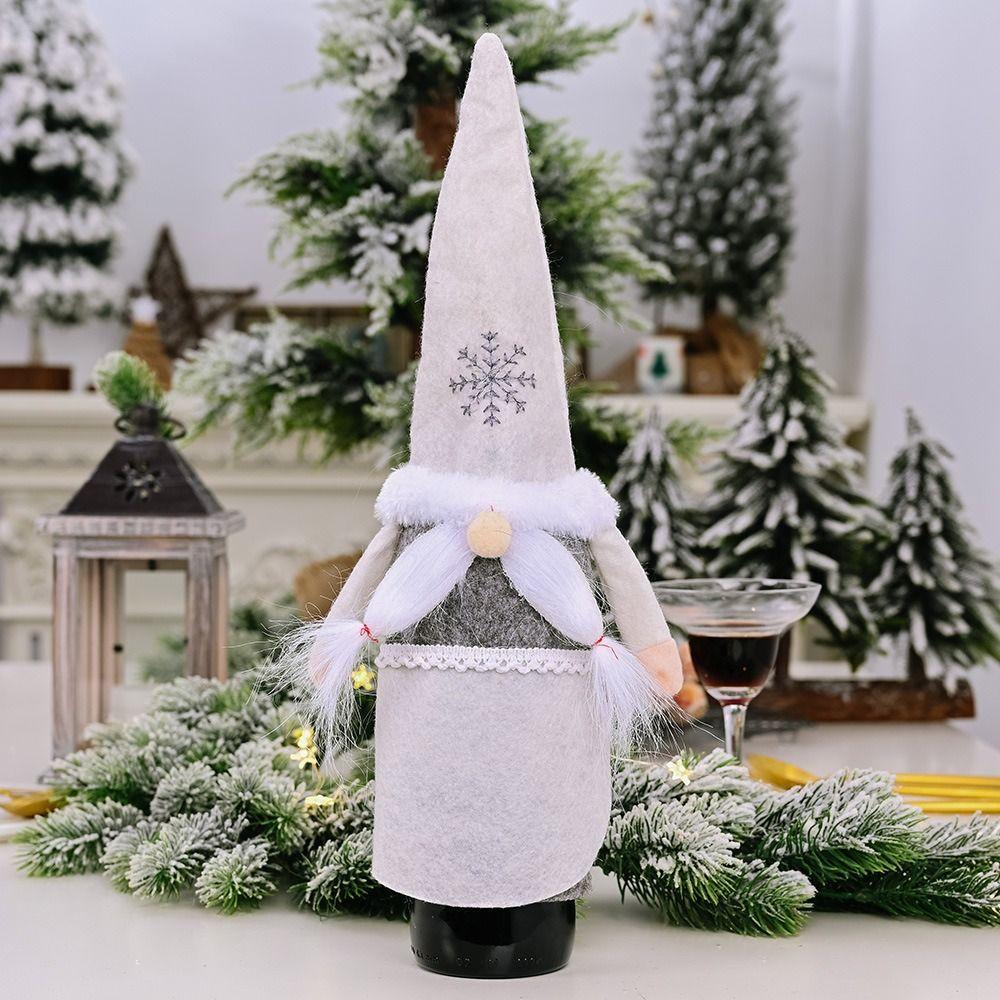 2Pcs Kawaii Christmas Wine Bottle Cover Mini Christmas Gnome Wine Cap  Bedroom