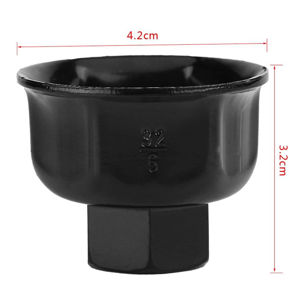 Filter Wrench 32mm 3/8" Cap Socket Drive Remover Tool for Buick (5*5*4cm) (Black)