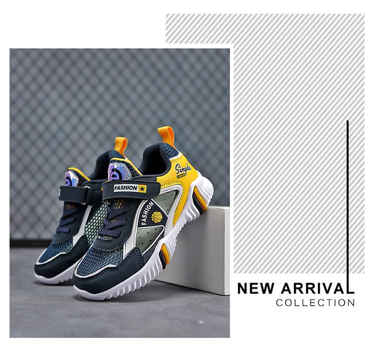Boys' Breathable Mesh Non-Slip Sports Shoes, Durable for Ages 10-12