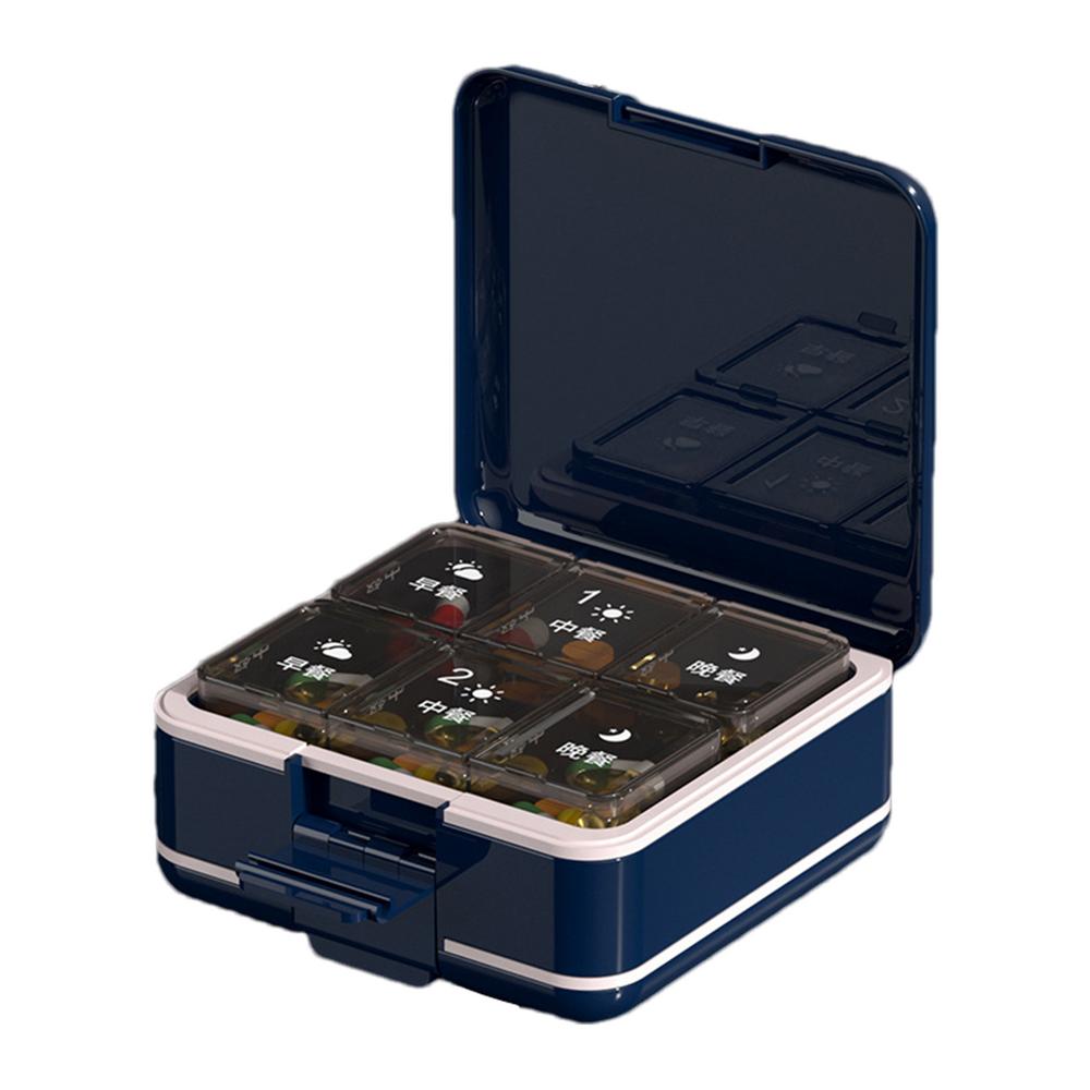 

Дорожный органайзер для таблеток, портативный дозатор таблеток пищевого класса, еженедельный органайзер для таблеток с резаком и измельчителем синий