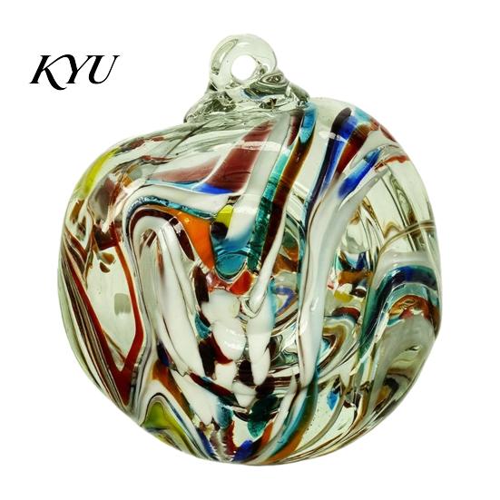 High Borosilicate Glass Spheres Hand Blown Ball Ornament, Colorful Christmas Hanging Decoration Reflective Baubles for Tree, Window, Patio,