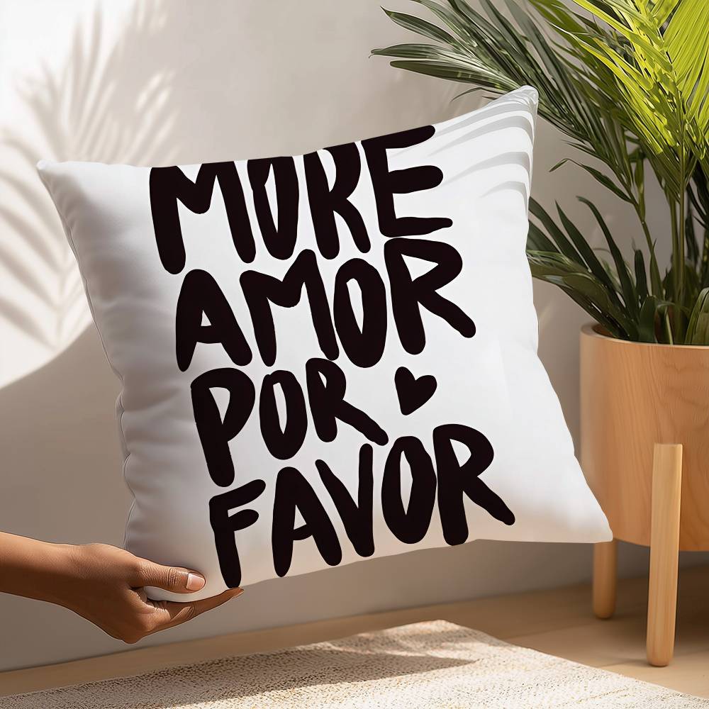 Maximalist More Amor Por Favor Quotes Pillow Case Sofa Decorative Home Double-sided Printing Short Plush Cushion Pillow Cover
