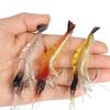 3Pcs Soft Lifelike Simulation Shrimp Prawn Fishing Lures Luminous Bead Hook Bait