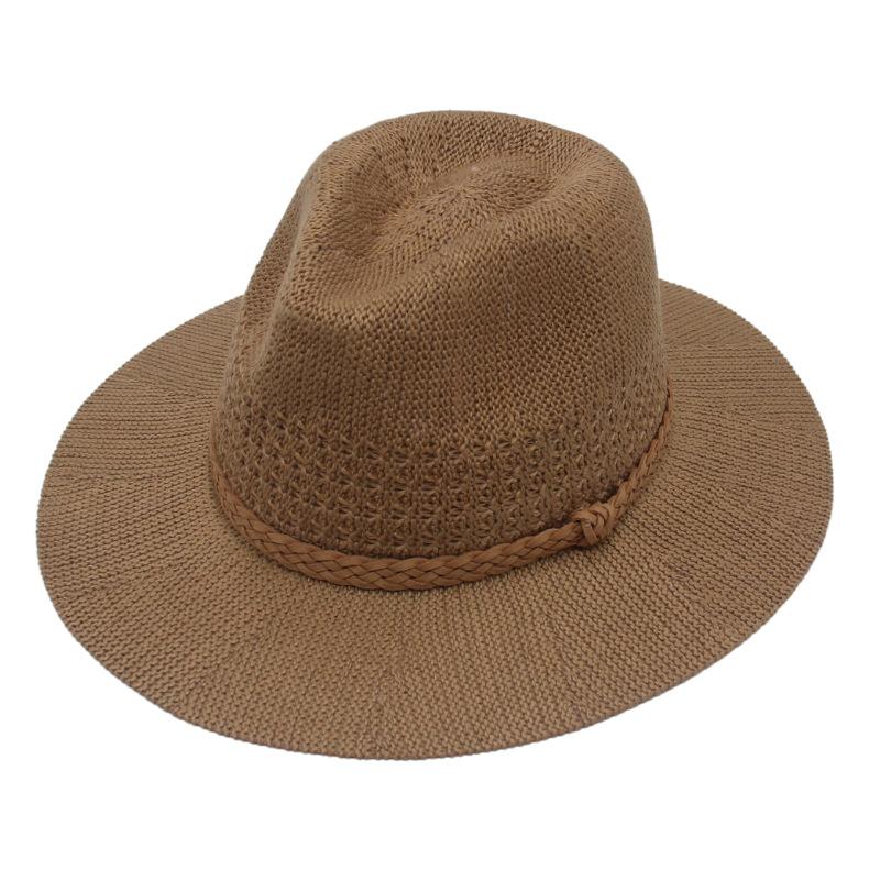 Knitting Craft Woven Straw Hat Panama Top Hat Foreign Trade Cross-Border Popular European And American Style Jazz Hat Breathable And Foldable