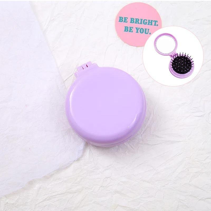 Portable Folding Air Cushion Comb and Mirror - Stylish Student Massage Brush for Girls