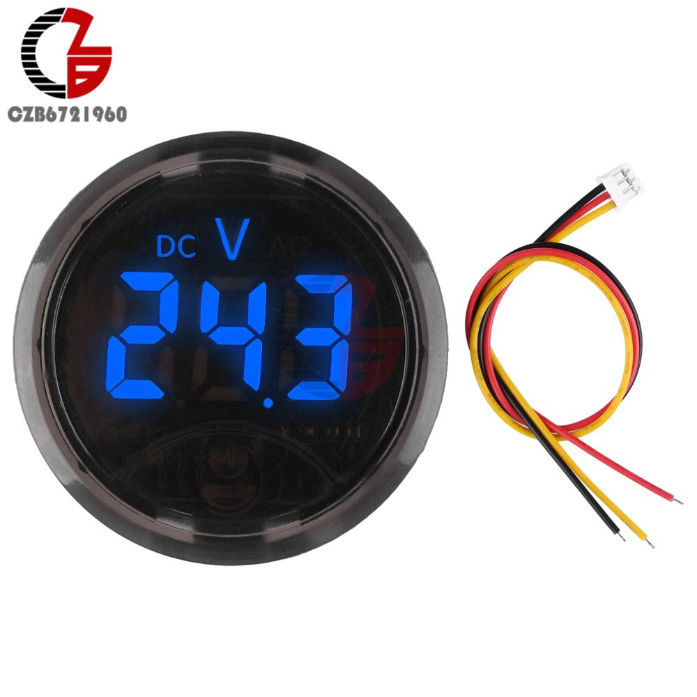 DC 7-120V DC 0-120V LED-Anzeige Voltmeter Rund Zwei-/Dreidraht-Panel-Spannungsmesser DC Berührungsspannungsprüfer für Auto Boot Marine